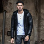 Men's Hooded Shearling Leather Jacket