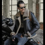 Men's Gray Shearling B3 Leather Jacket