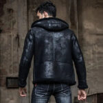 Men's Hooded Shearling Leather Jacket