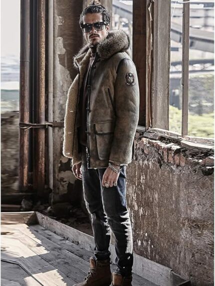 Men's Shearling Parka Leather Jacket