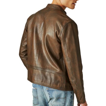 Men's Distressed Motorcycle Leather Jacket