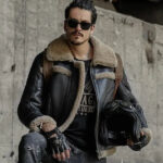 Men's Gray Shearling B3 Leather Jacket