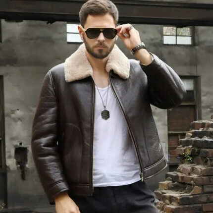 Men's Shearling Aviator Leather Jacket