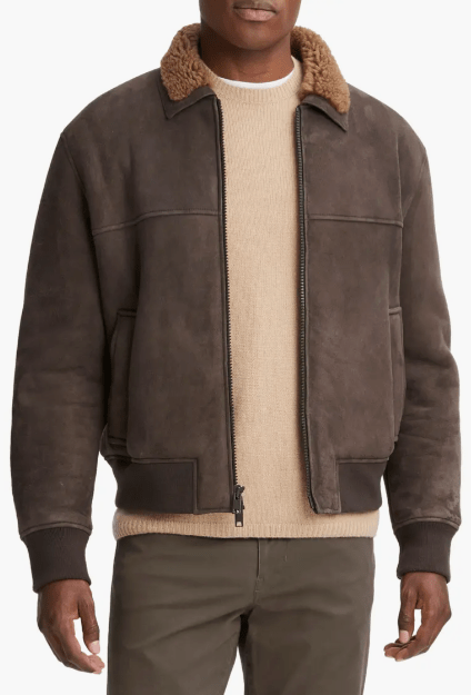 Men's Suede Shearling Leather Jacket