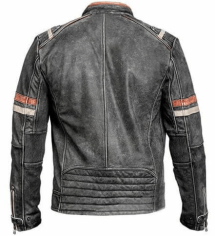 Men's Cafe Racer Distressed Leather Jacket