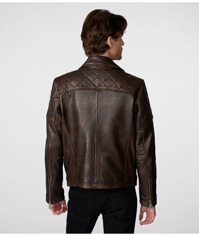 Men's Distressed Biker Leather Jacket