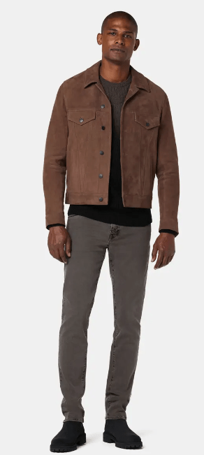 Men's Suede Leather Trucker Jacket