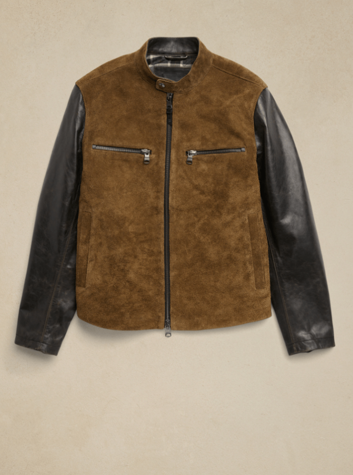 Men's Varsity Suede Motorcycle Leather Jacket