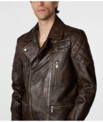 Men's Distressed Biker Leather Jacket