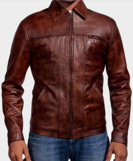 Men's Motorcycle Distressed Leather Jacket