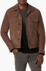 Men's Suede Leather Trucker Jacket