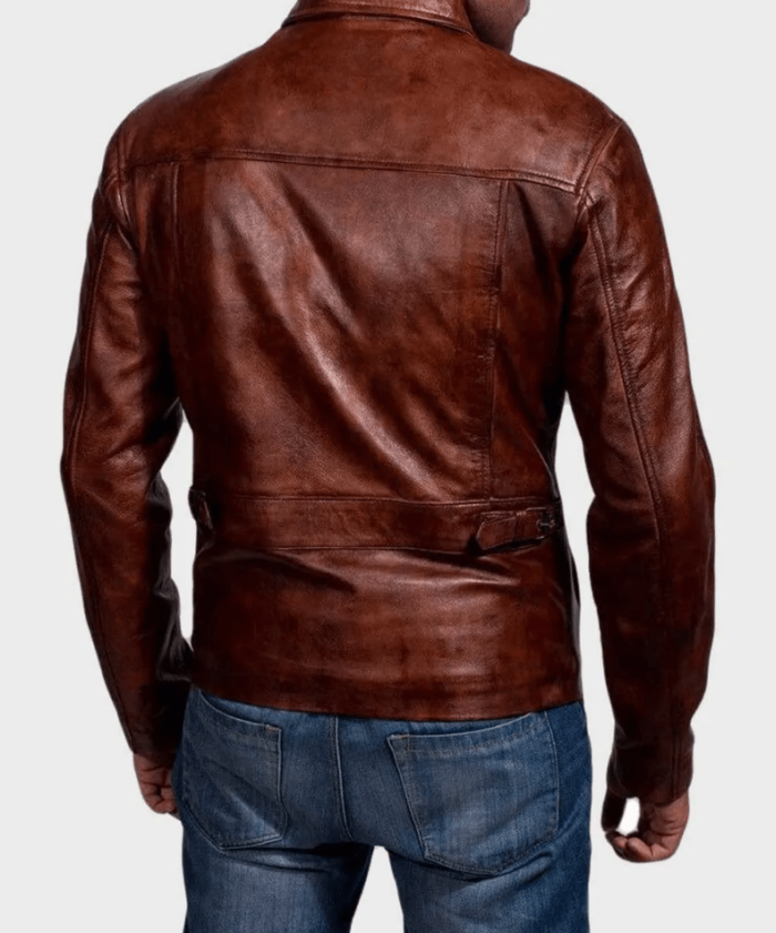 Men's Motorcycle Distressed Leather Jacket