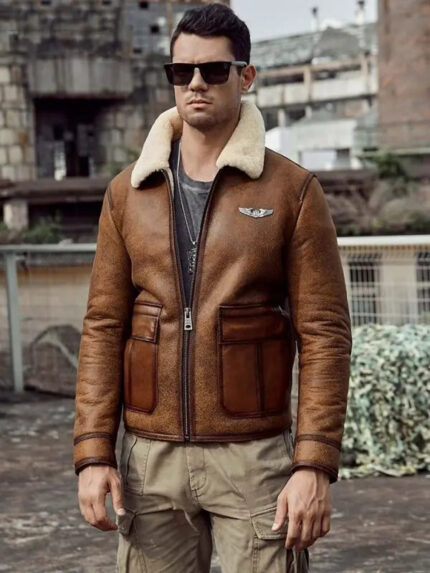 Men's Raf Shearling Aviator Leather Jacket