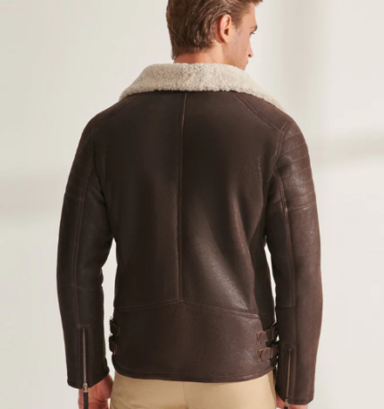 Men's Fur Shearling Biker Leather Jacket