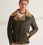 Men's Shearling Fur Biker Leather Jacket