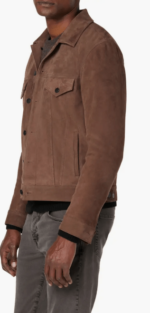 Men's Suede Leather Trucker Jacket