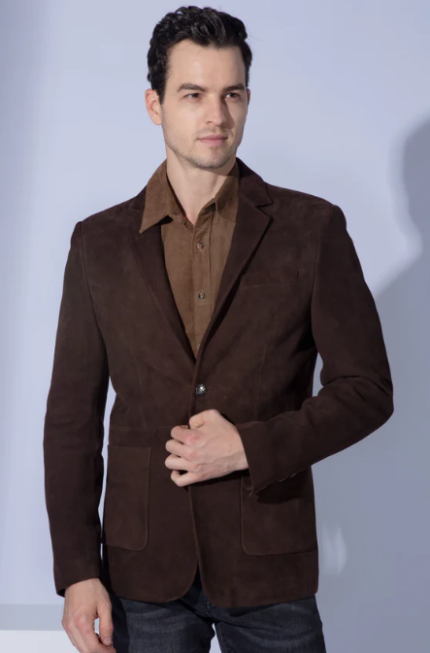 Men's Suede Leather Blazer