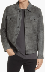 Men's Suede Leather Trucker Jacket