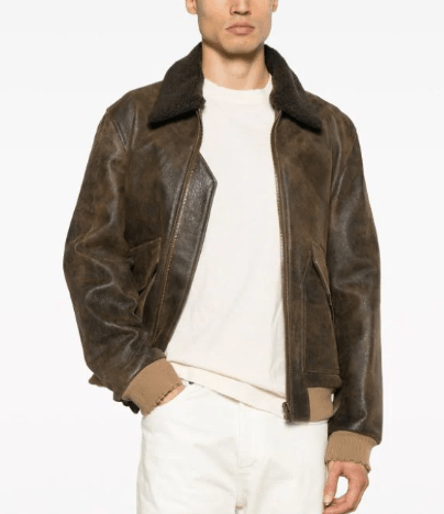 Men's Vintage Shearling Bomber Leather Jacket