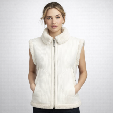 White Teddy Faux Shearling Vest for Women