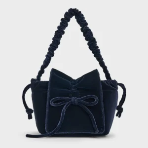 Bow Ruched Top Handle Bag